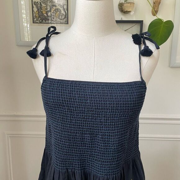 Anthropologie Figue Azalea Tie-Strap Midi Dress Dark Blue $525 S - Picture 3 of 10